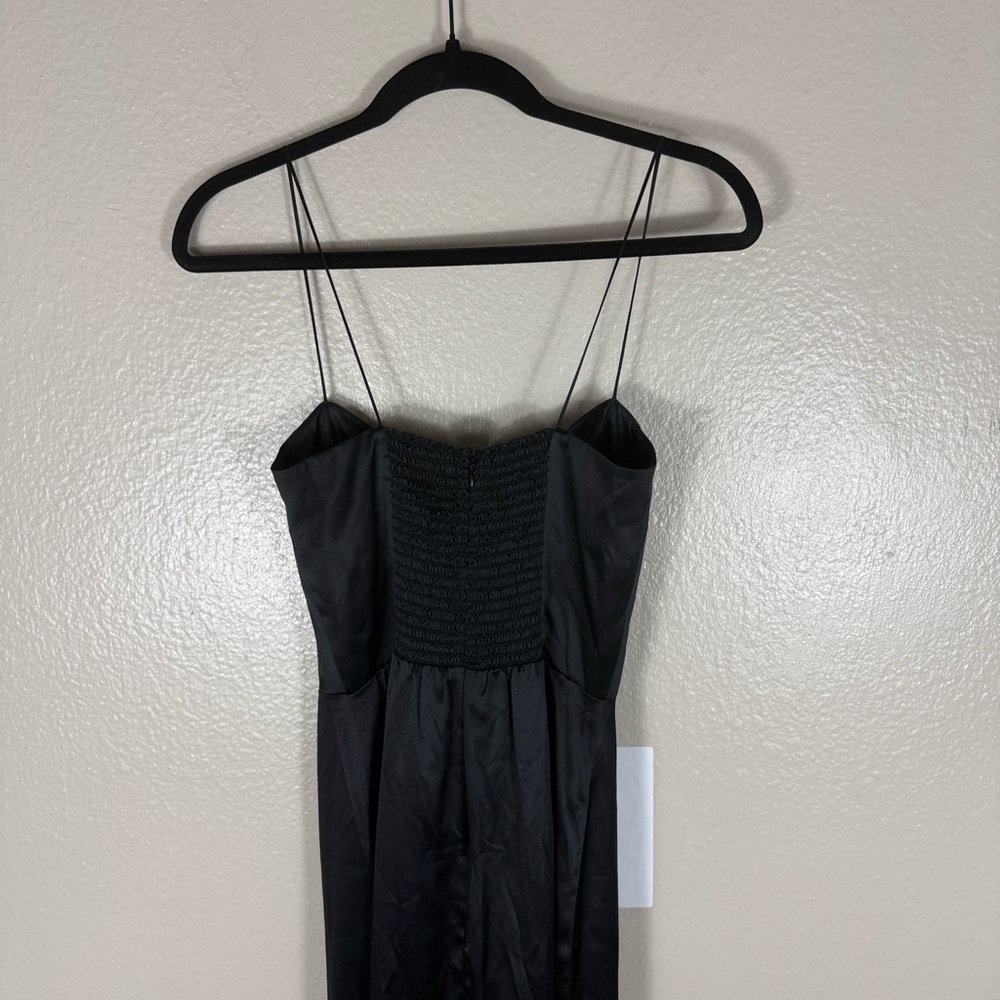 Reformation Frankie Silk Dress in Black White Rosette - Picture 9 of 13
